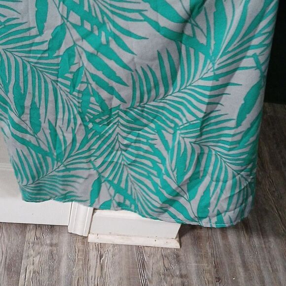 Oddy green gray off the shoulder fern printed wide leg belted jumpsuit  Sz 2XL - Picture 8 of 10